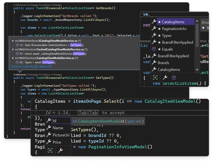Microsoft Visual Studio 2022 Professional obrázok z programu v popise produktu.