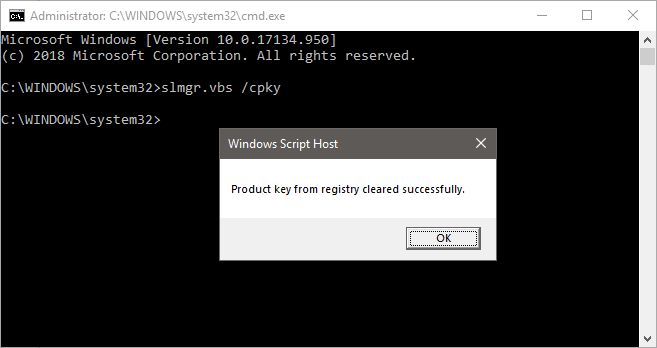 Windows kľúč bol úspešne odstránený z registra.