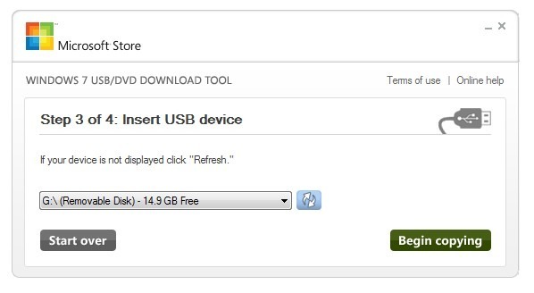 Windows 7 USB/DVD Download Tool krok 3