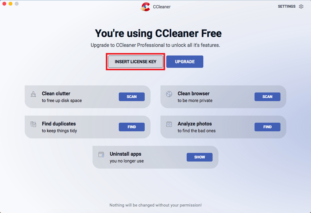 CCleaner pre Mac vloženie kľúča