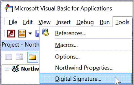 Access-2024-VBA Podpísanie kódu v databáze VBA