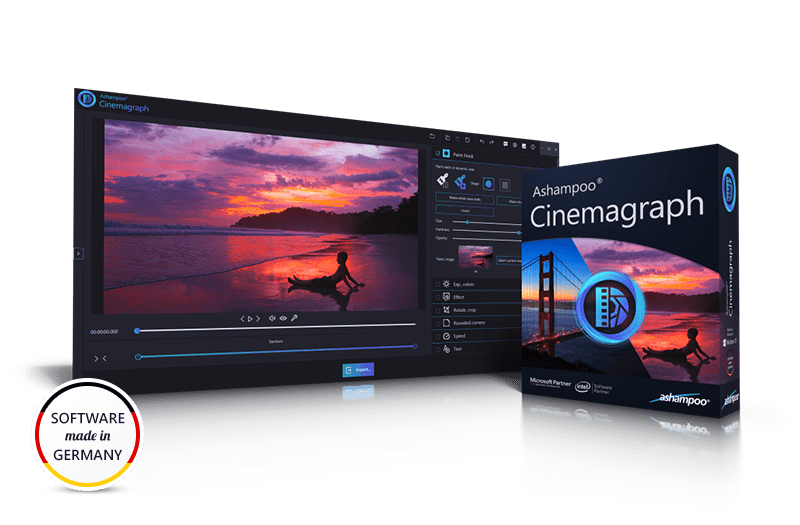 Ashampoo Cinemagraph obrázok z programu v popise produktu.