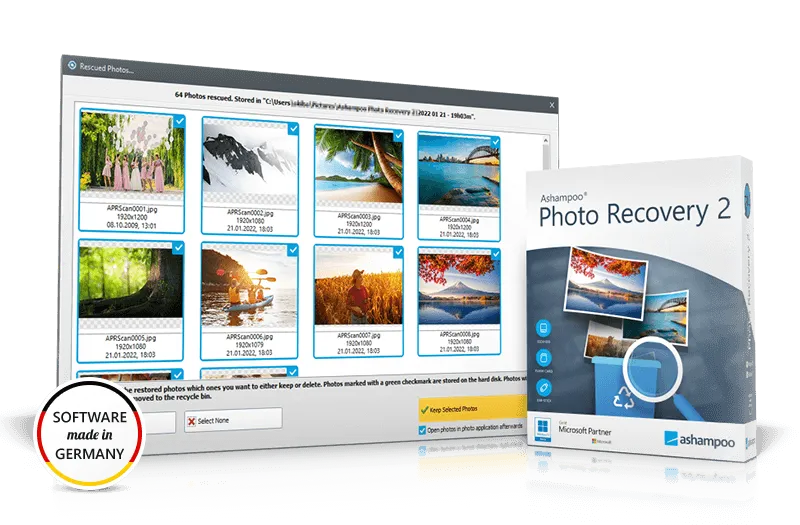 Ashampoo Photo Recovery 2 obrázok z programu v popise produktu.
