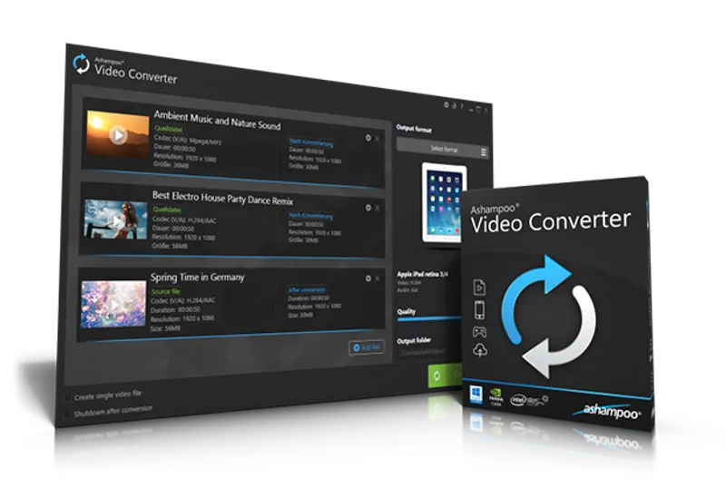 Ashampoo Video Converter obrázok z programu v popise produktu.