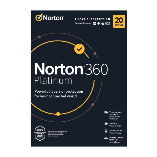 Norton 360 Platinum - 20 zariadení, 1 rok