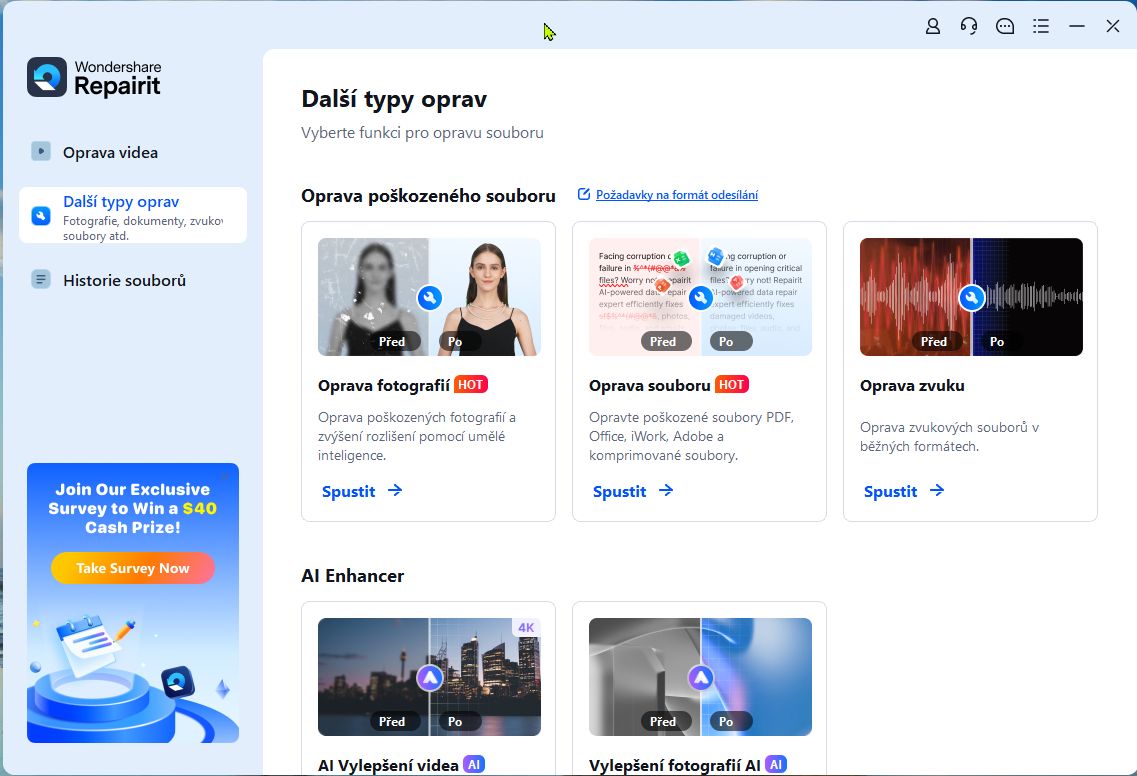 Wondershare Repairit v českom jazyku