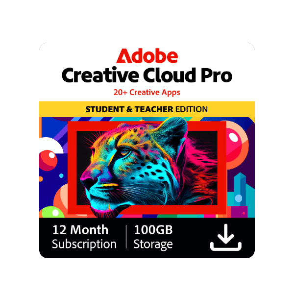 Adobe Creative Cloud Pro pre študentov a učiteľov, 100 GB - 1 rok
