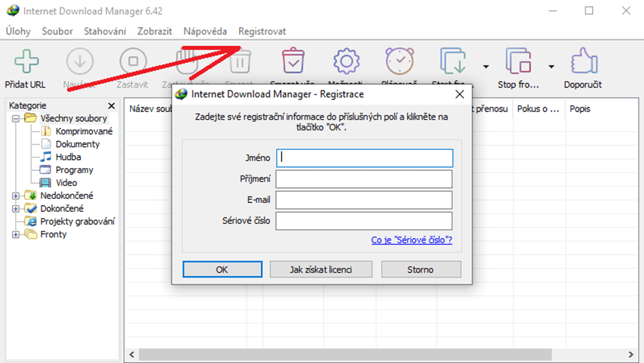 Internet Download Manager aktivácia