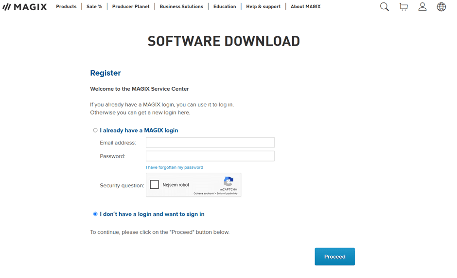 Magix užívateľský účet