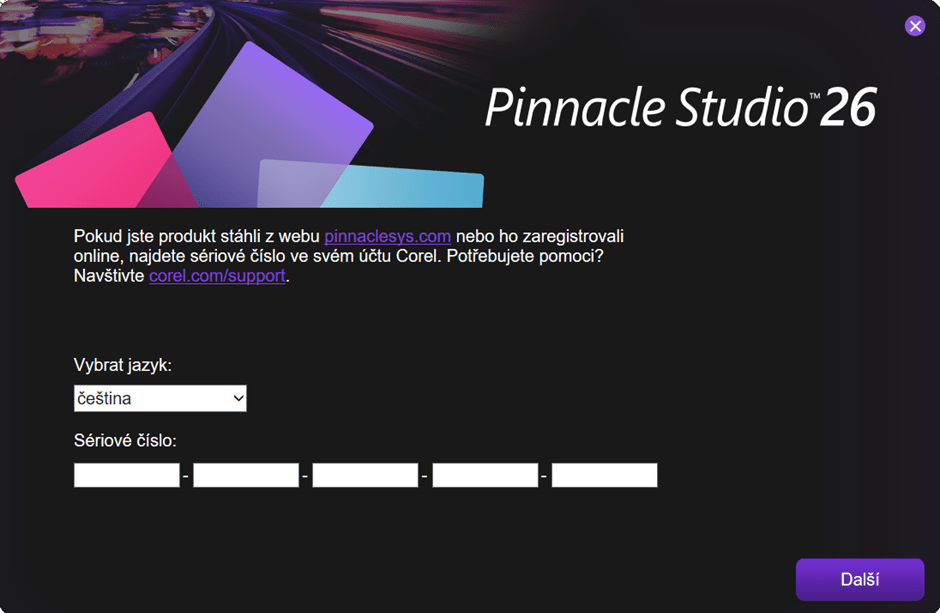 Inštalácia a aktivácia Pinnacle Studio