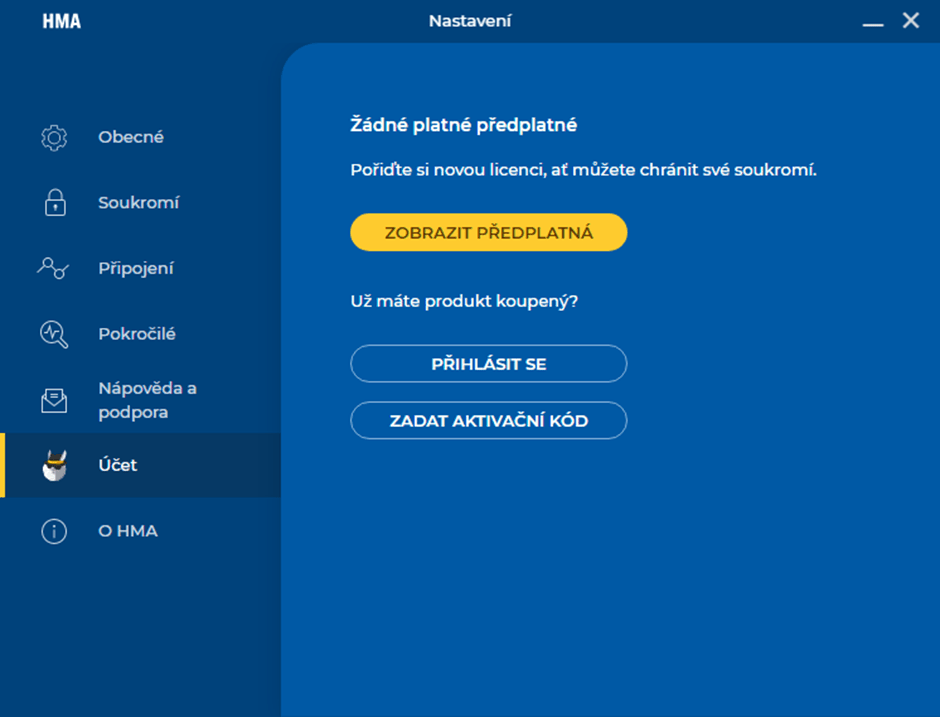 HMA VPN prihlásenie