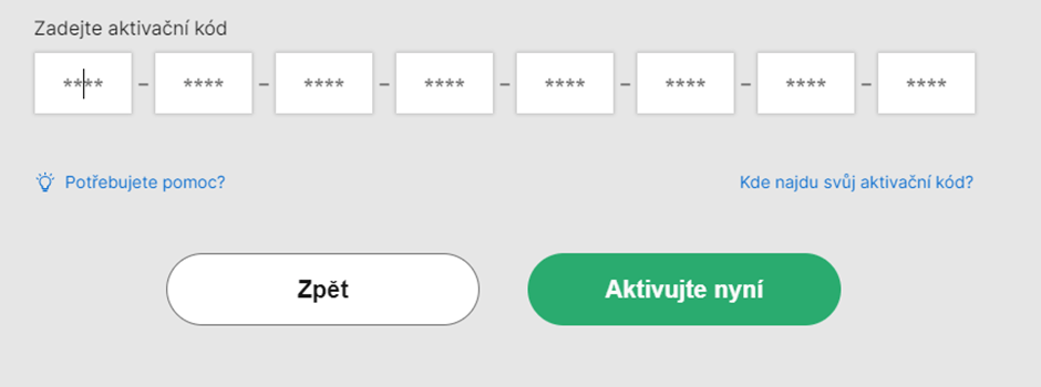 Zadanie aktivačného kľúča Nero