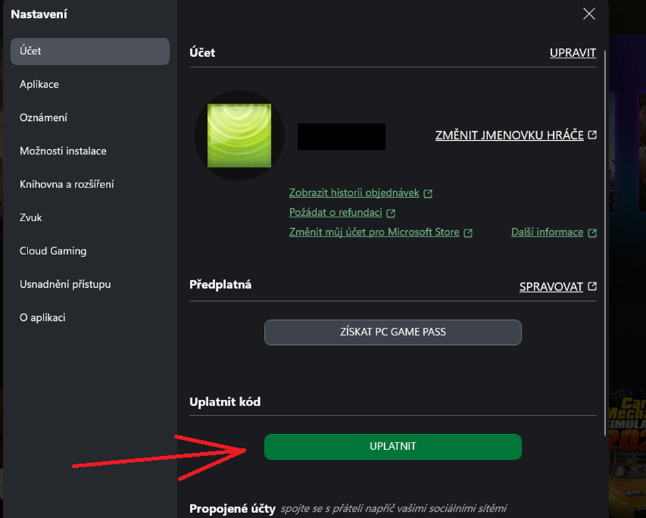 Xbox Game Pass uplatnenie kódu